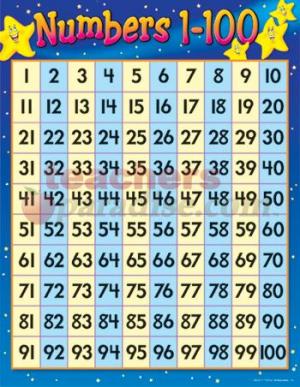 chart numbers 1 100 (17quot; x 22quot;
