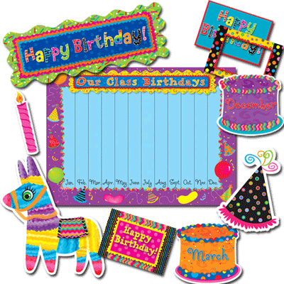 Monkey Birthday Cakes on Poppin Patterns Birthday Bulletin Board From Teachersparadise Com