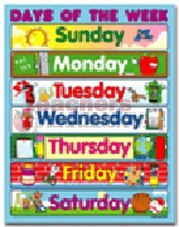 days of the week chart free printable