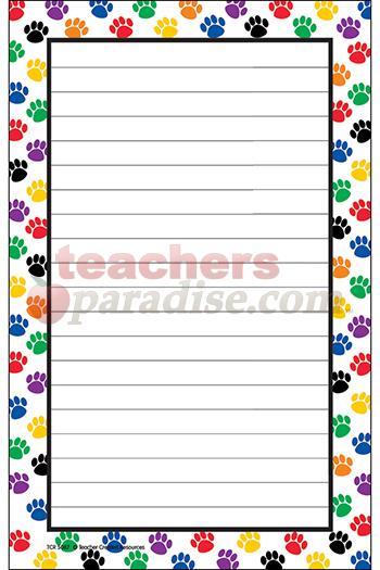 Colorful Paw Prints Notepad