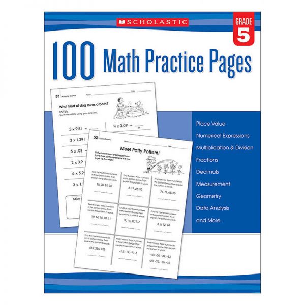 SCHOLASTIC TEACHING RESOURCES 104 MATH PRACTICE PAGES GRADE 5 SC-579941