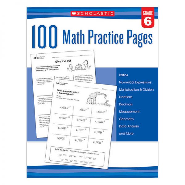 SCHOLASTIC TEACHING RESOURCES 105 MATH PRACTICE PAGES GRADE 6 SC-579942