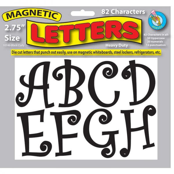 ASHLEY PRODUCTIONS 2 3/4IN BLACK CURLY DESIGNER MAGNETIC LETTERS ASH10146