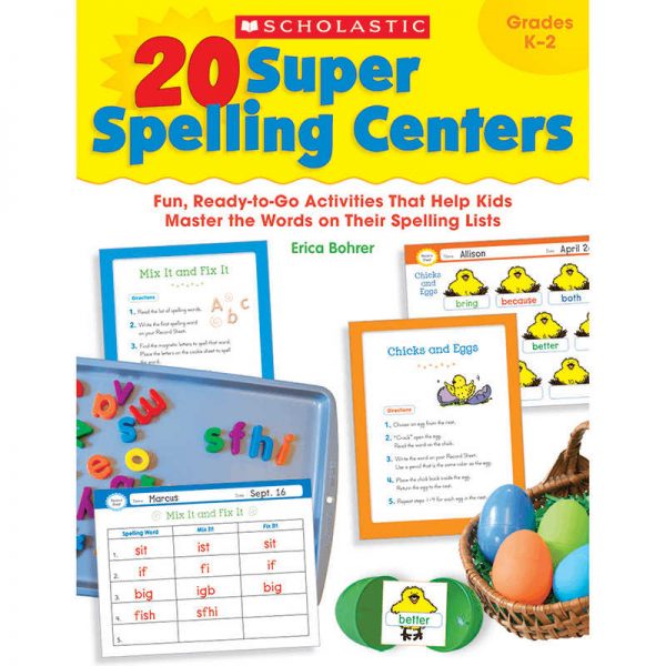 SCHOLASTIC TEACHING RESOURCES 20 SUPER SPELLING CENTERS SC-537489