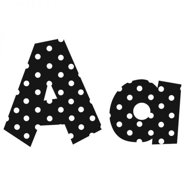 TEACHER CREATED RESOURCES 4IN FUN FONT LETTERS BLACK POLKA DOT TCR75140