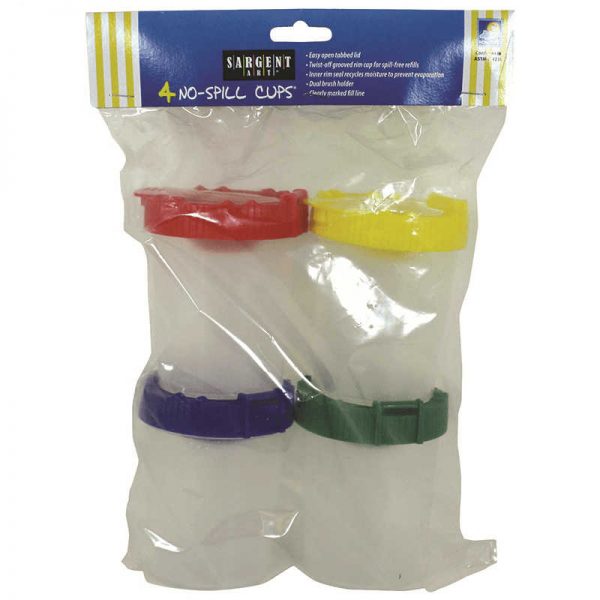 SARGENT ART INC. 4PK NO SPILL CUPS W/ POLY BAG SAR221604