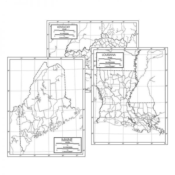 KAPPA MAP GROUP / UNIVERSAL MAPS 50 STATE OUTLINE MAP SET LAMINATED UNI21275