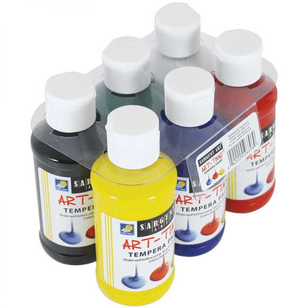 SARGENT ART INC. 6CT 4OZ PRIMARY TEMPERA SET W/ CARRIER SAR226806
