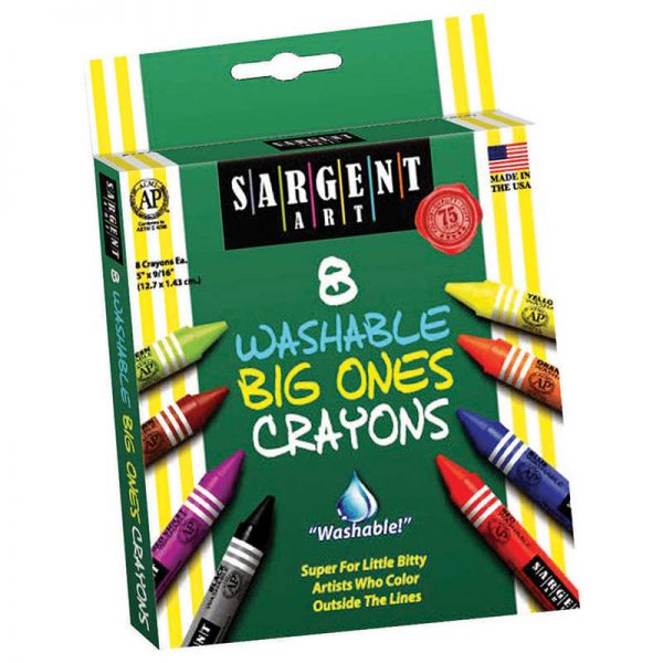 SARGENT ART INC. 8CT WASHABLE CRAYON BIG ONES PEGGABLE BOX SAR350542