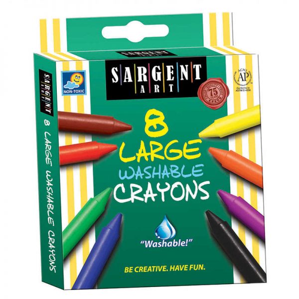 SARGENT ART INC. 8CT WASHABLE LARGE CRAYON PEGGABLE BOX SAR350541