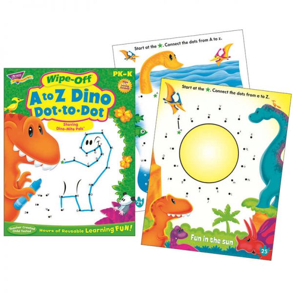 TREND ENTERPRISES INC. A TO Z DINO DOT TO DOT DINO-MITE PALS WIPE OFF BOOK T-94161