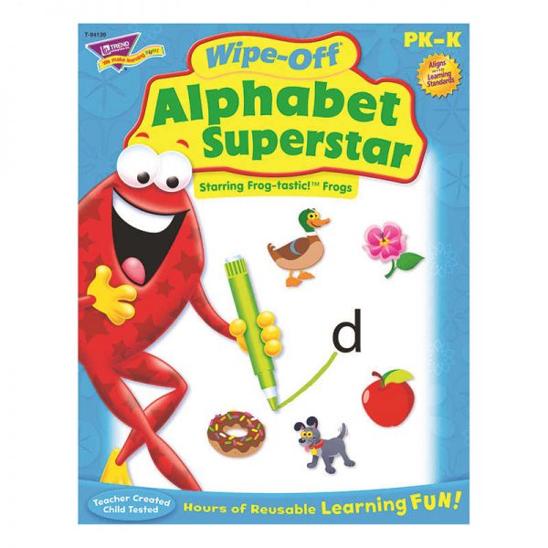 TREND ENTERPRISES INC. ALPHABET SUPERSTAR FROG TASTIC WIPE OFF BOOK GRADE PK-K T-94139