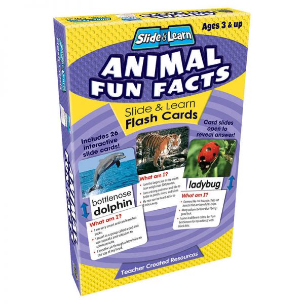 TEACHER CREATED RESOURCES ANIMAL FUN FACTS SLIDE & LEARN FLASH CARDS TCR6563