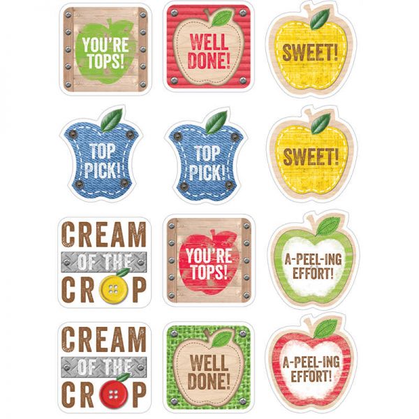 CREATIVE TEACHING PRESS APPLE REWARD STICKERS UPCYCLE STYLE CTP4730