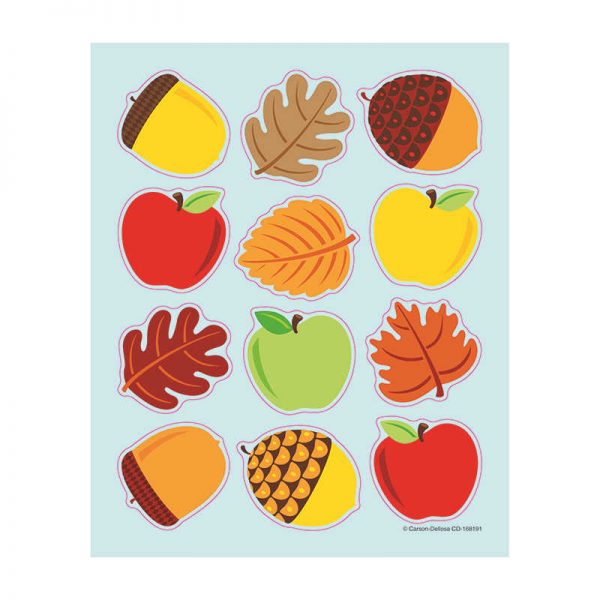 CARSON DELLOSA APPLES ACORNS & LEAVES SHAPE STICKERS CD-168191