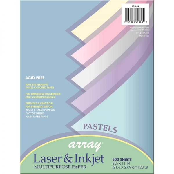 PACON CORPORATION ARRAY MULTIPURPOSE 500SHT PASTEL COLORS PAPER PAC101058