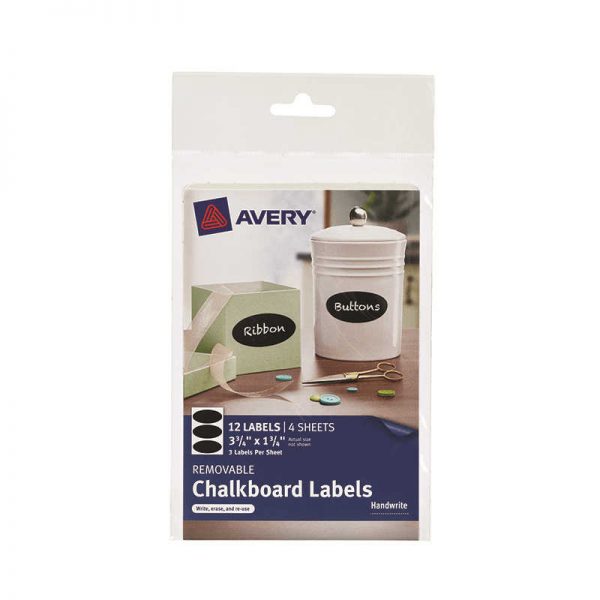 AVERY PRODUCTS CORP AVERY OVAL 12PK REMOVABLE CHALKBOARD LABELS 3 3/4X 1 3/4 AVE73303