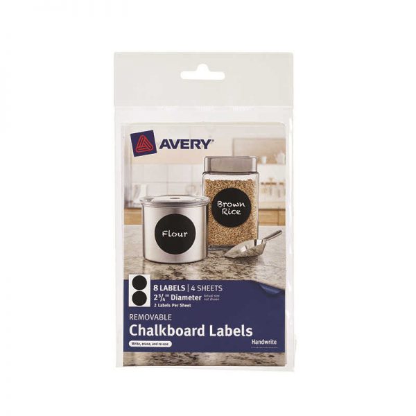 AVERY PRODUCTS CORP AVERY ROUND 8PK REMOVABLE CHALKBOARD LABELS 2 3/4IN AVE73302
