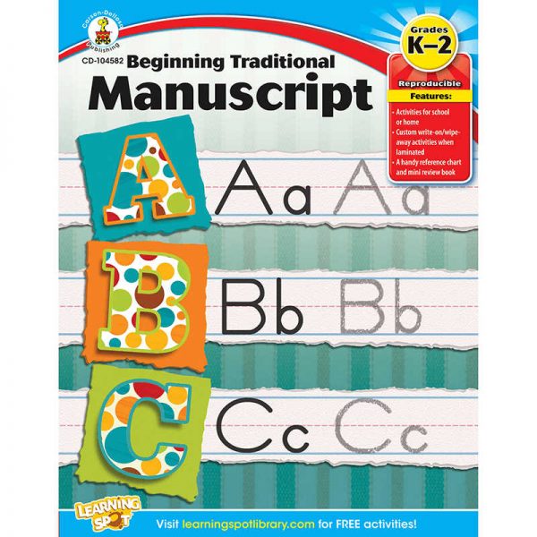 CARSON DELLOSA BEGINNING TRADITIONAL MANUSCRIPT GRADE K-2 CD-104582