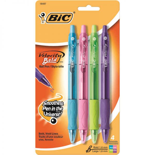BIC USA INC BIC VELOCITY BOLD BALL PENS 4CT ASSORTED BICVLGBAP41