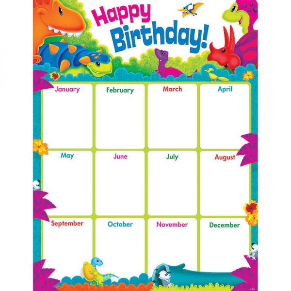TREND ENTERPRISES INC. BIRTHDAY DINO-MITE PALS LEARNING CHART T-38484