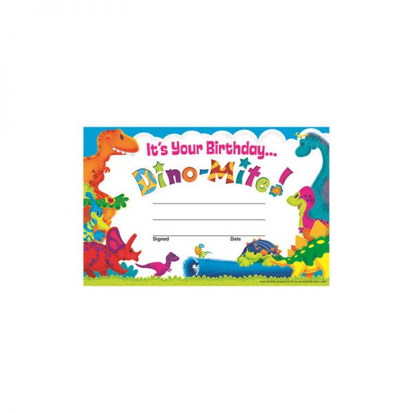 TREND ENTERPRISES INC. BIRTHDAY DINO-MITE PALS RECOGNITION AWARDS T-81057