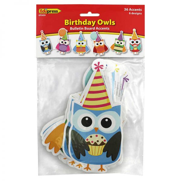 EDUPRESS BIRTHDAY OWLS ACCENTS EP-3059