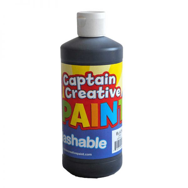 CAPTAIN CREATIVE BLACK 16OZ WASHABLE PAINT CAPTAIN CREATIVE CCR900016
