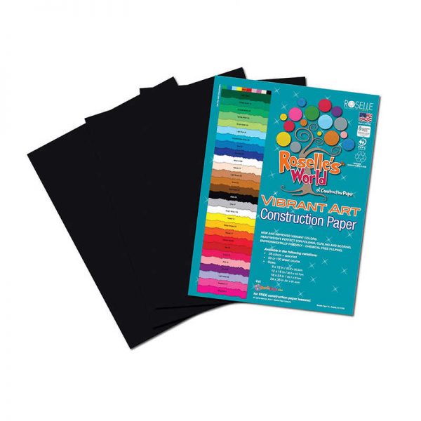 ROSELLE PAPER COMPANY, INC BLACK CONSTRUCTION PAPER 12X18 50 SHEETS ROS62502