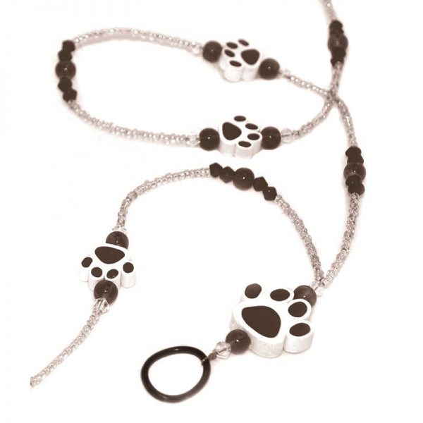 ASHLEY PRODUCTIONS BLACK PAWS BEADED LANYARD WITH ID HOLDER ASH10906