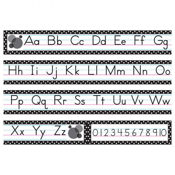 TEACHER CREATED RESOURCES BLACK POLKA DOTS TRADITIONAL PRINTING MINI BB SET TCR5788