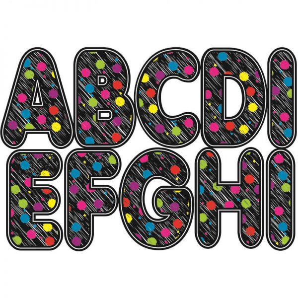 ASHLEY PRODUCTIONS BLACK SCRIBBLE CHALK COLOR DOTS 2.75IN DESIGNER MAGNETIC LETTERS ASH17014