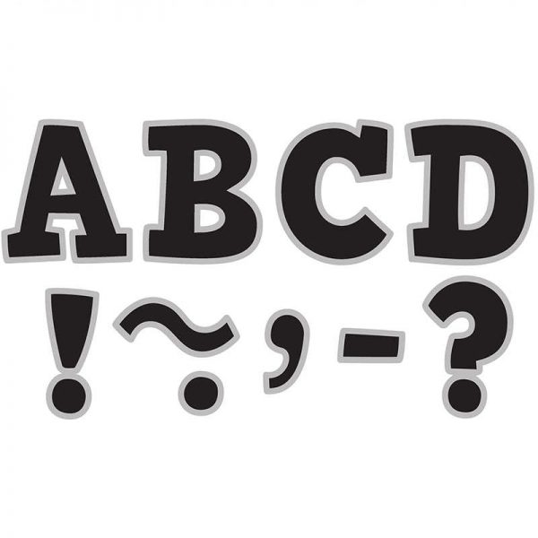 TEACHER CREATED RESOURCES BLACK & SILVER BOLD BLOCK 3IN MAGNETIC LETTERS TCR77266