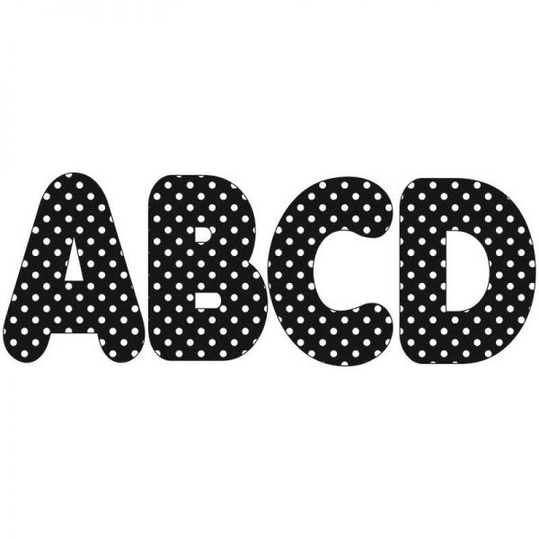 ASHLEY PRODUCTIONS BLACK W/WHITE DOTS 2-3/4IN DESIGNER MAGNETIC LETTERS ASH10167