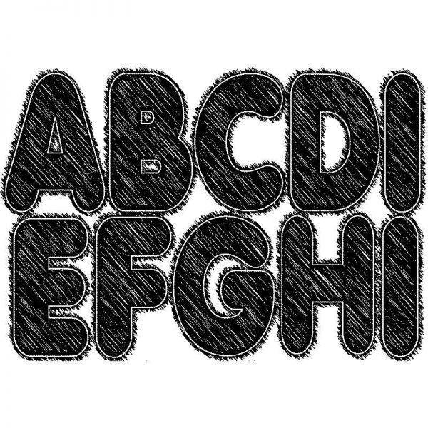 ASHLEY PRODUCTIONS BLK SCRIBBLE CHALK 2.75IN DESIGNER MAGNETIC LETTERS ASH17006