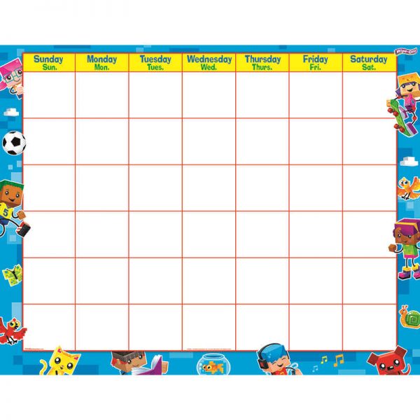 TREND ENTERPRISES INC. BLOCKSTARS WIPE OFF CALENDAR MONTHLY T-27031