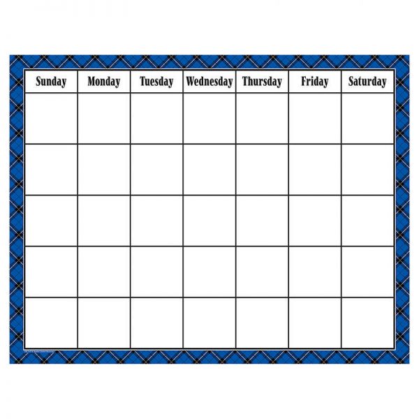 TEACHER CREATED RESOURCES BLUE PLAID CALENDAR CHART TCR7547