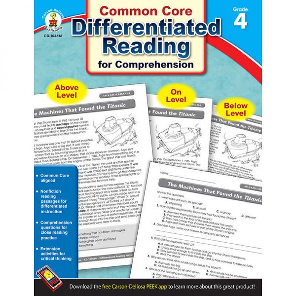 CARSON DELLOSA BOOK 4 DIFFERENTIATED READING FOR COMPREHENSION CD-104616