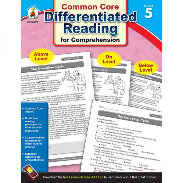 CARSON DELLOSA BOOK 5 DIFFERENTIATED READING FOR COMPREHENSION CD-104617
