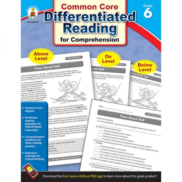 CARSON DELLOSA BOOK 6 DIFFERENTIATED READING FOR COMPREHENSION CD-104618