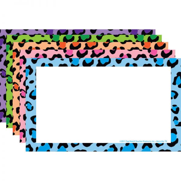 TOP NOTCH TEACHER PRODUCTS BORDER INDEX CARDS 3 X 5 BLANK MULTI COLORED LEOPARD 75CT TOP3684