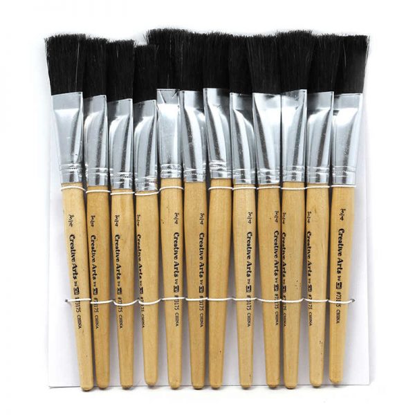 CHARLES LEONARD BRUSHES STUBBY EASEL FLAT 3/4IN NATURAL BRISTLE 12CT CHL73175