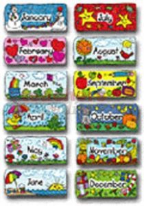 CARSON DELLOSA Bulletin Board Set Calendar Headers: Kid-Drawn (12/Pk ...