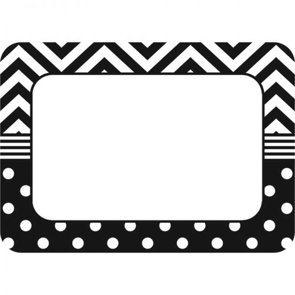 TEACHER CREATED RESOURCES B&W CHEVRON AND DOTS NAME TAGS TCR5548