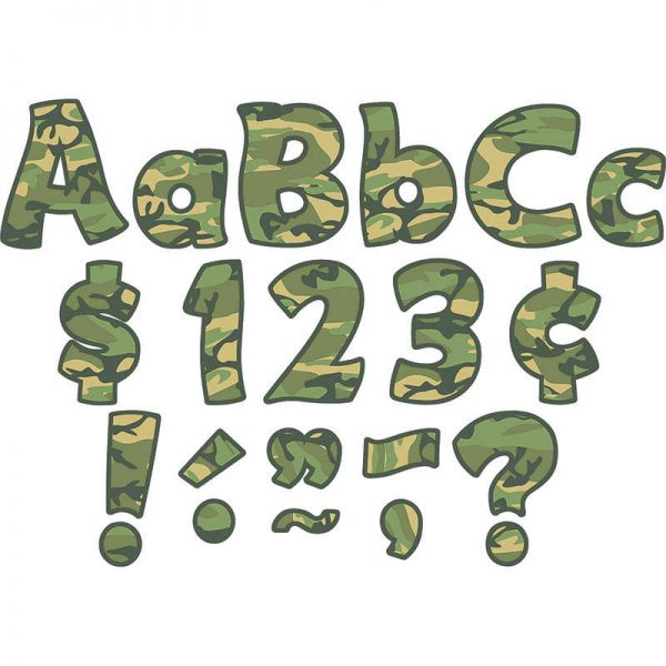 TEACHER CREATED RESOURCES CAMO FUNTASTIC FONT 4IN LETTERS COMBO PACK TCR5427