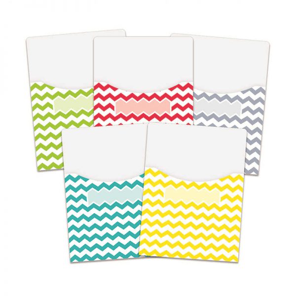 CREATIVE TEACHING PRESS CHEVRON SOLIDS 9X12 LIBRARY POCKETS CTP6928