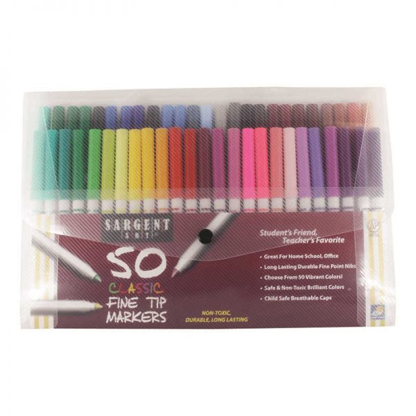 SARGENT ART INC. CLASSIC MARKERS FINE TIP 50CT HARD PLASTIC W/HANDLE SAR221591