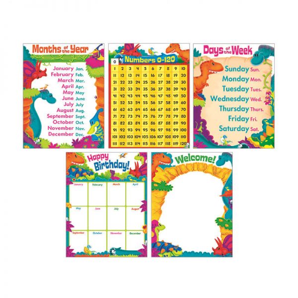 TREND ENTERPRISES INC. CLASSROOM BASICS DINO MITE PALS LEARNING CHARTS COMBO PACK T-38975