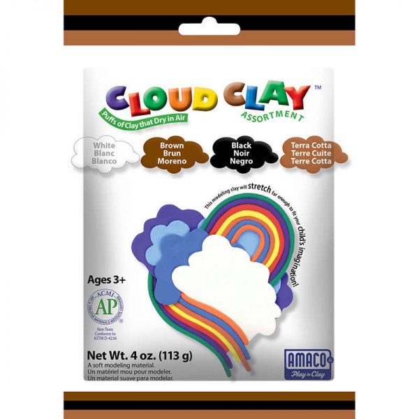 AMERICAN ART CLAY CLOUD CLAY MULTI COLOR 4OZ ASSORTED BLACK BROWN TERRA COTTA WHITE AMA30213K