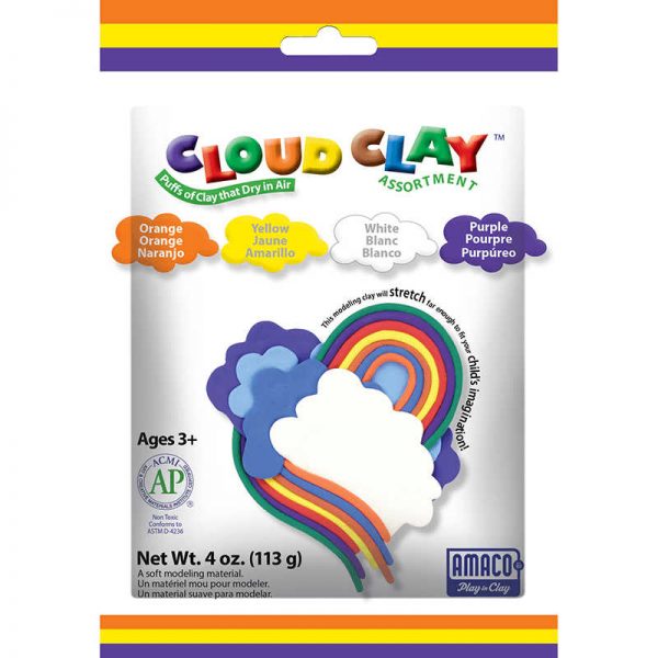 AMERICAN ART CLAY CLOUD CLAY MULTI COLOR 4OZ ASSORTED ORANGE PURPLE WHITE YELLOW AMA30214P